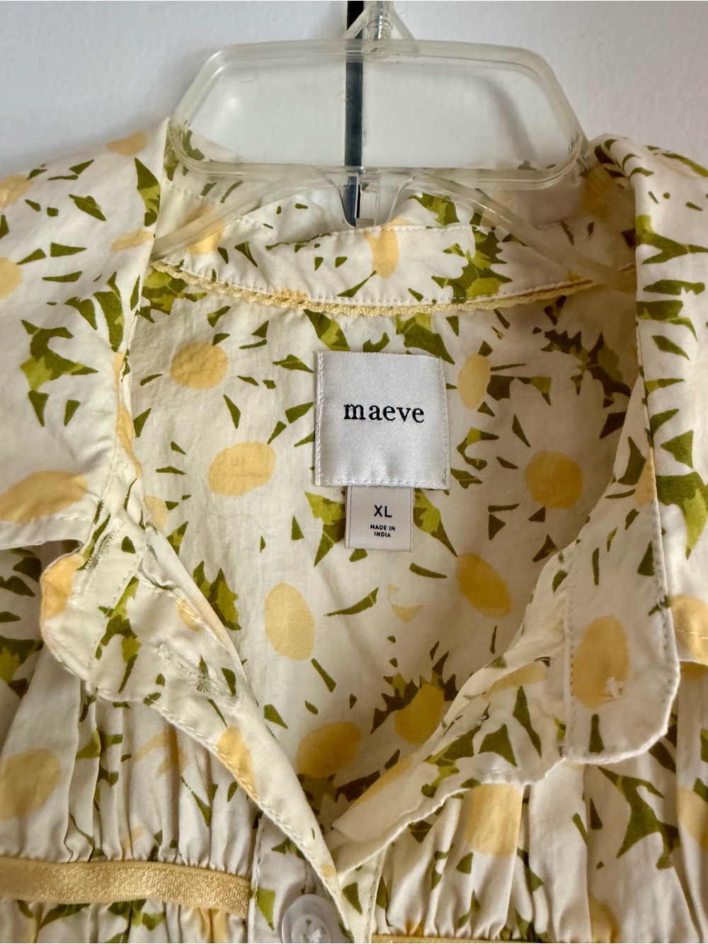 Maeve Cream and Yellow Floral Puff-Sleeve Button Blouse - Picture 2 of 5